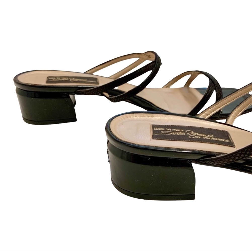 VINTAGE Sesto Meucci of Florence Black Patent Leather Slip On Sandals Si… - Picture 6 of 7